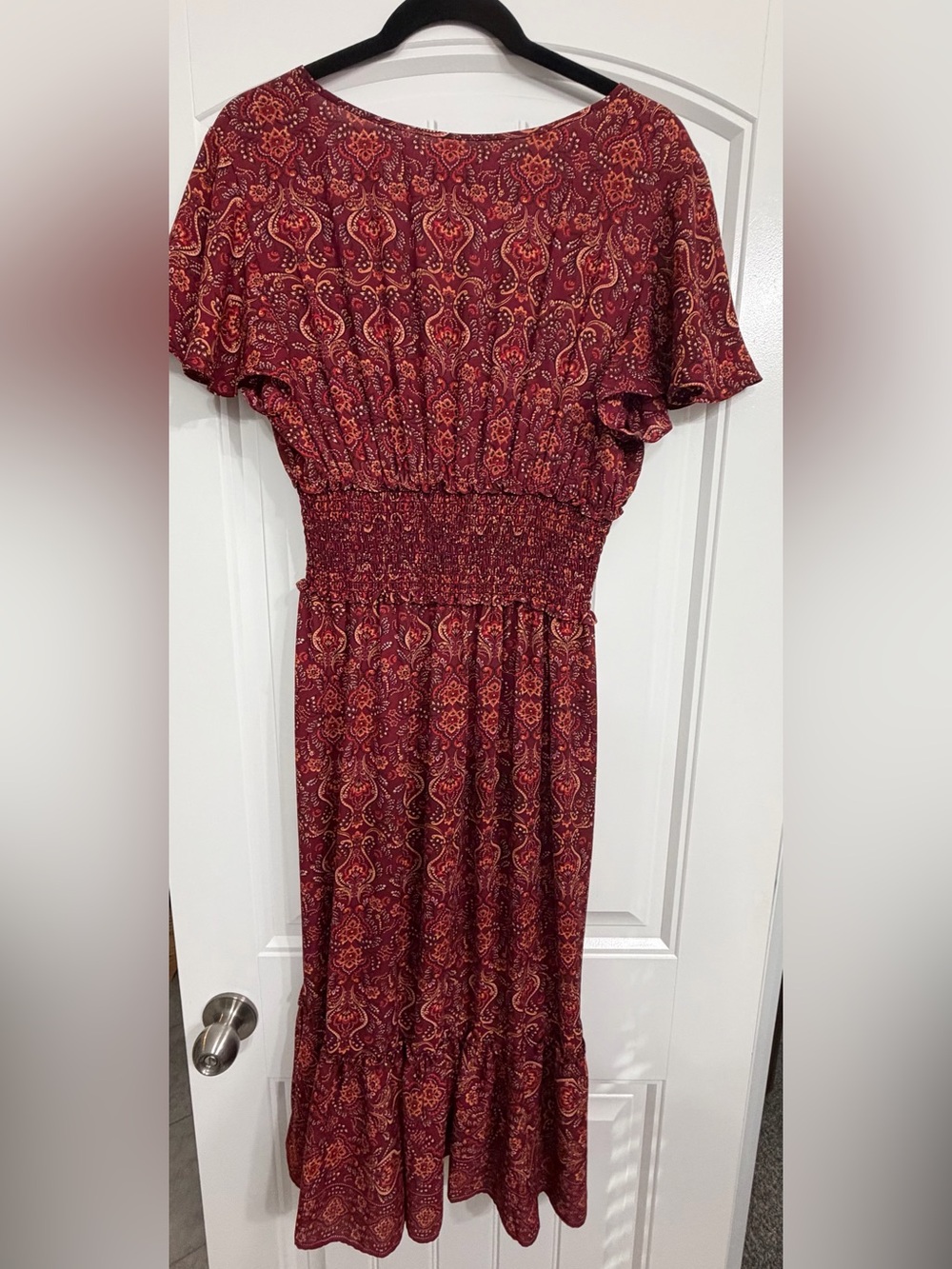 Max Studio Burgundy Paisley Midi Dress - Picture 2 of 6